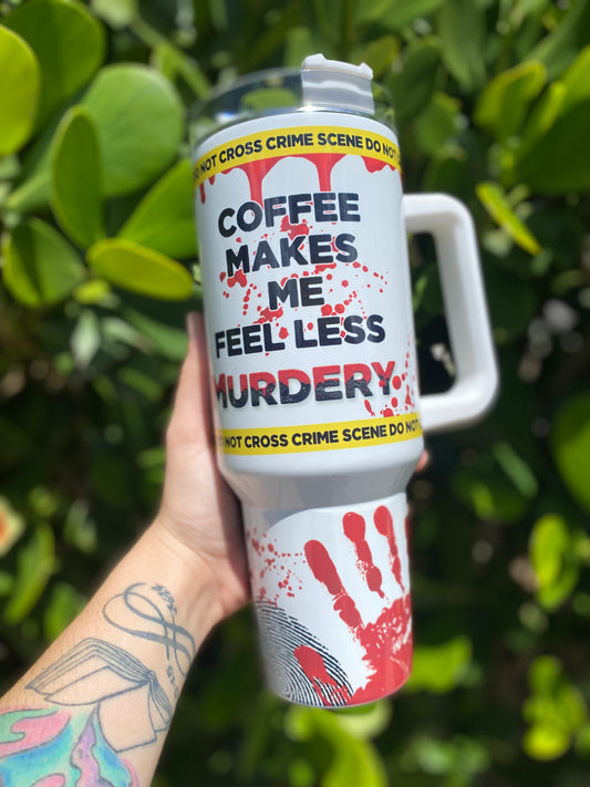 40oz “coffee crime scene” quencher handled tumbler